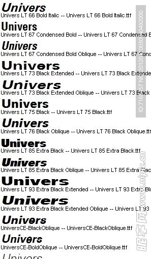 Univers系列字体打包下载