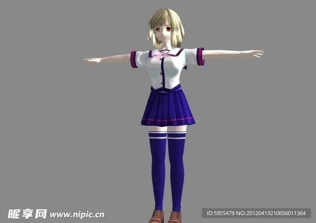 学生妹3D人物模型