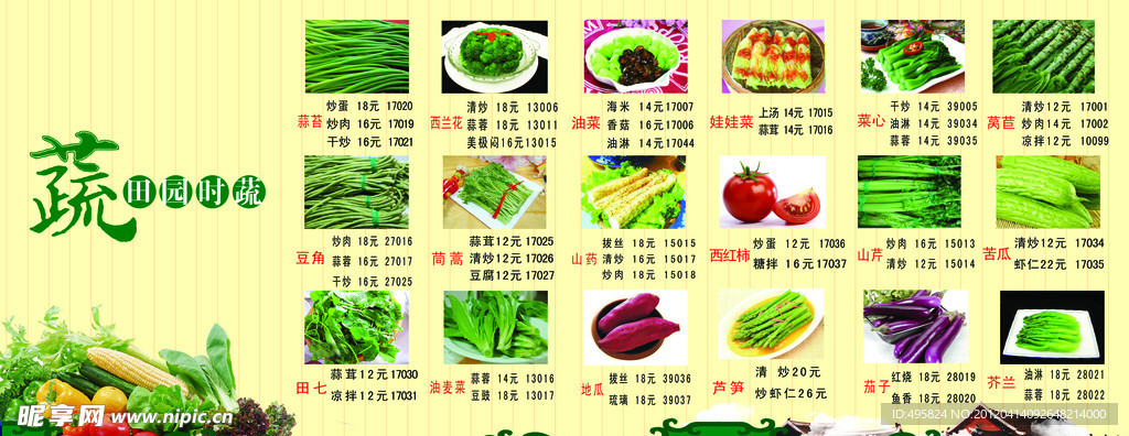 蔬菜菜牌
