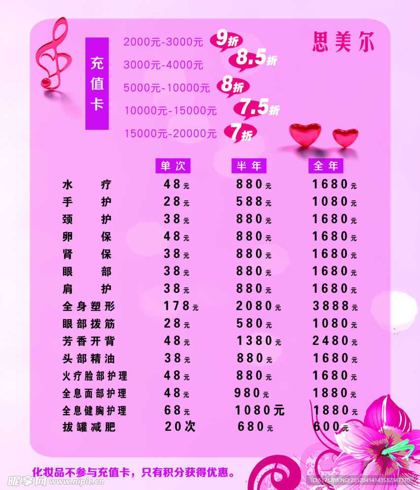 价格表