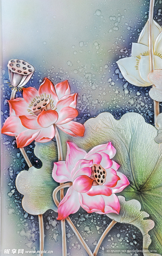 彩雕 荷花