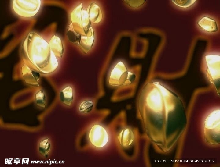 中国风 飘落的金元宝元素影视背景素材