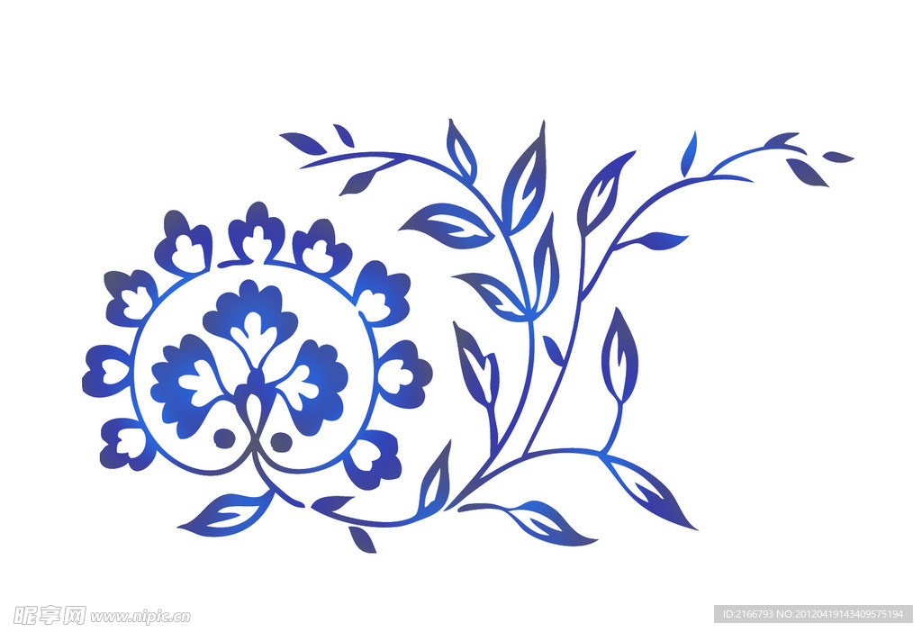 蓝色花纹