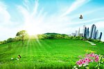 唯美城市花园风景