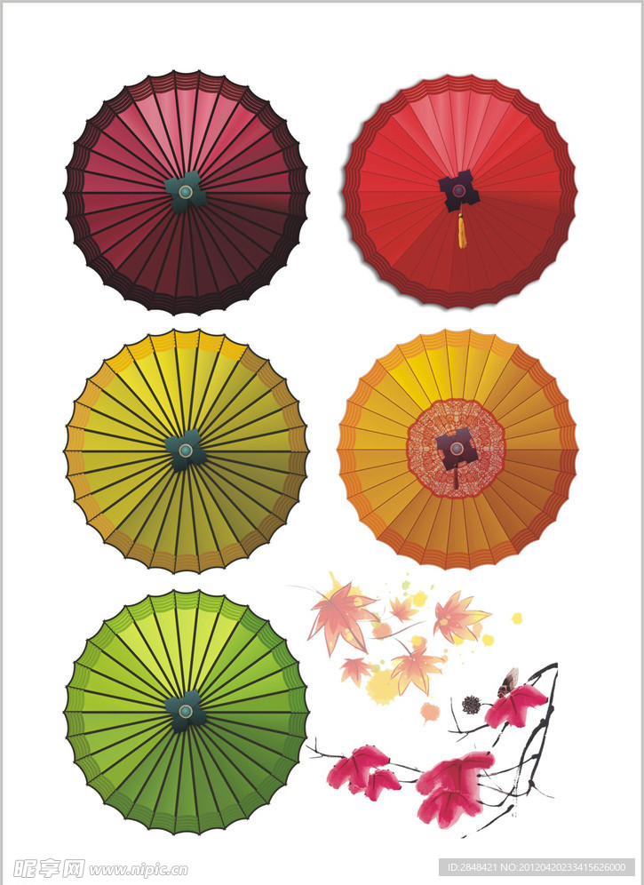 雨伞 枫叶设计图