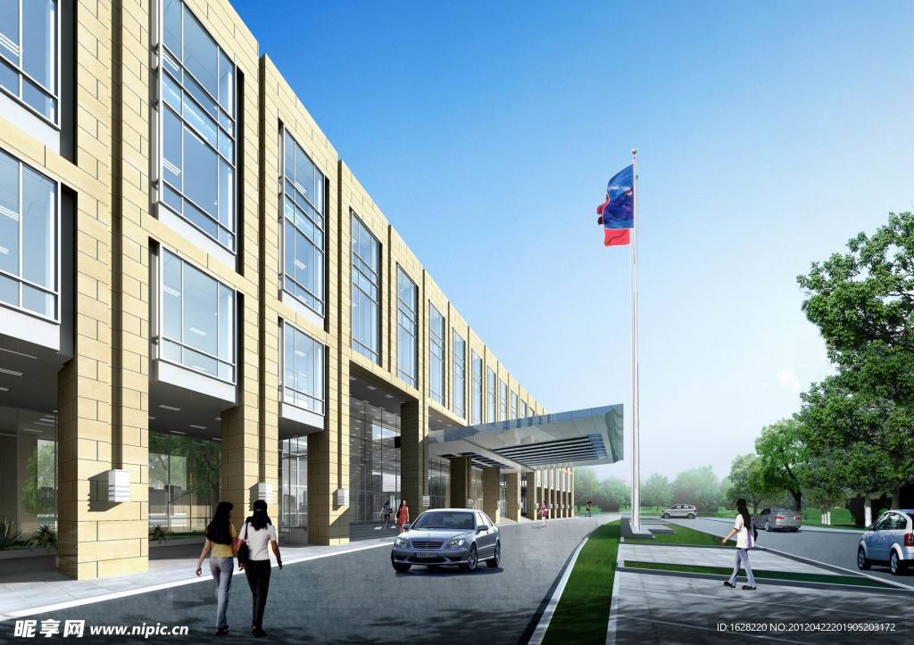 建筑设计天空绿植效果图资料
