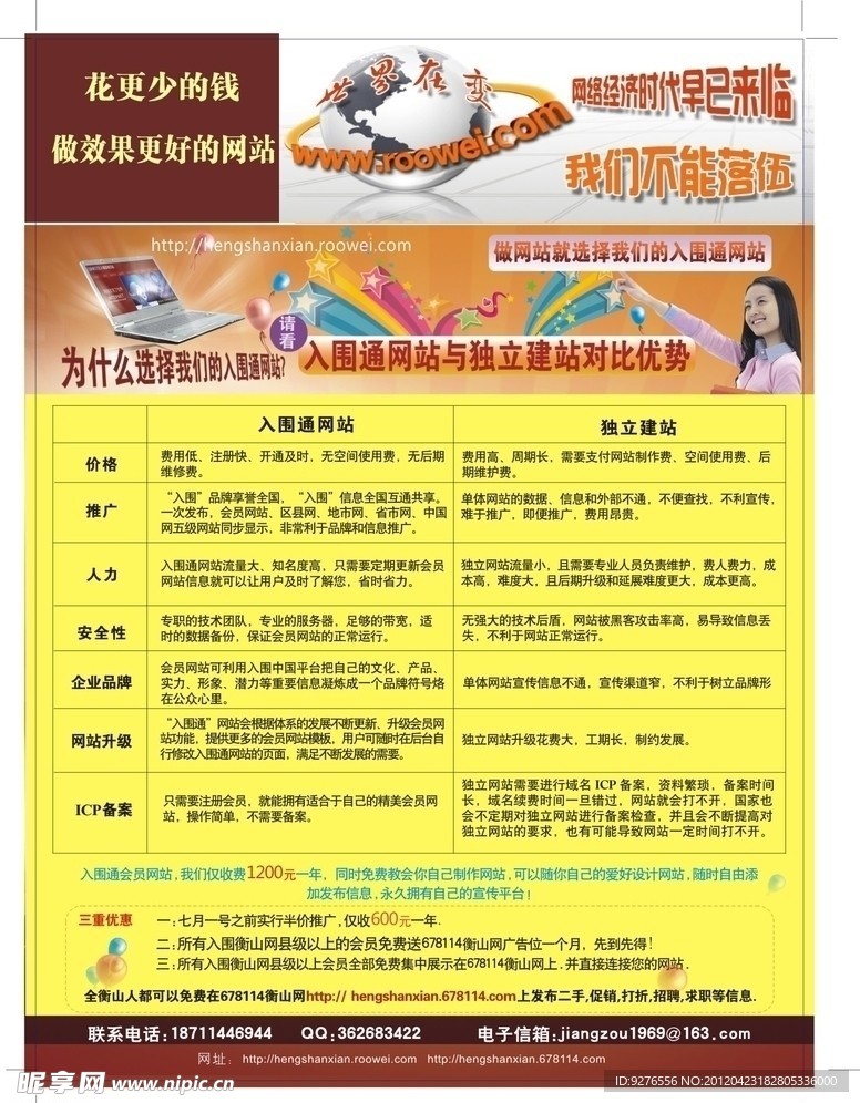 网站对比宣传单