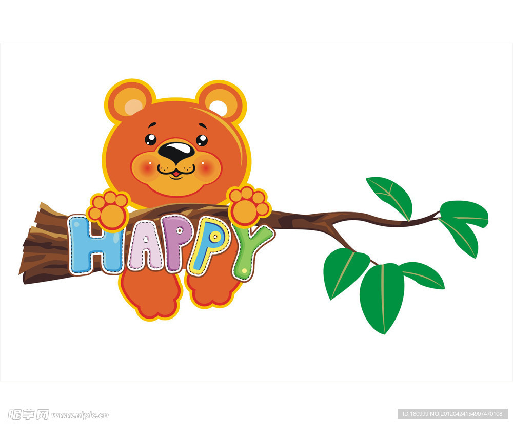 小熊挂在树上