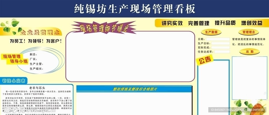 纯锡坊生产现场管理看板