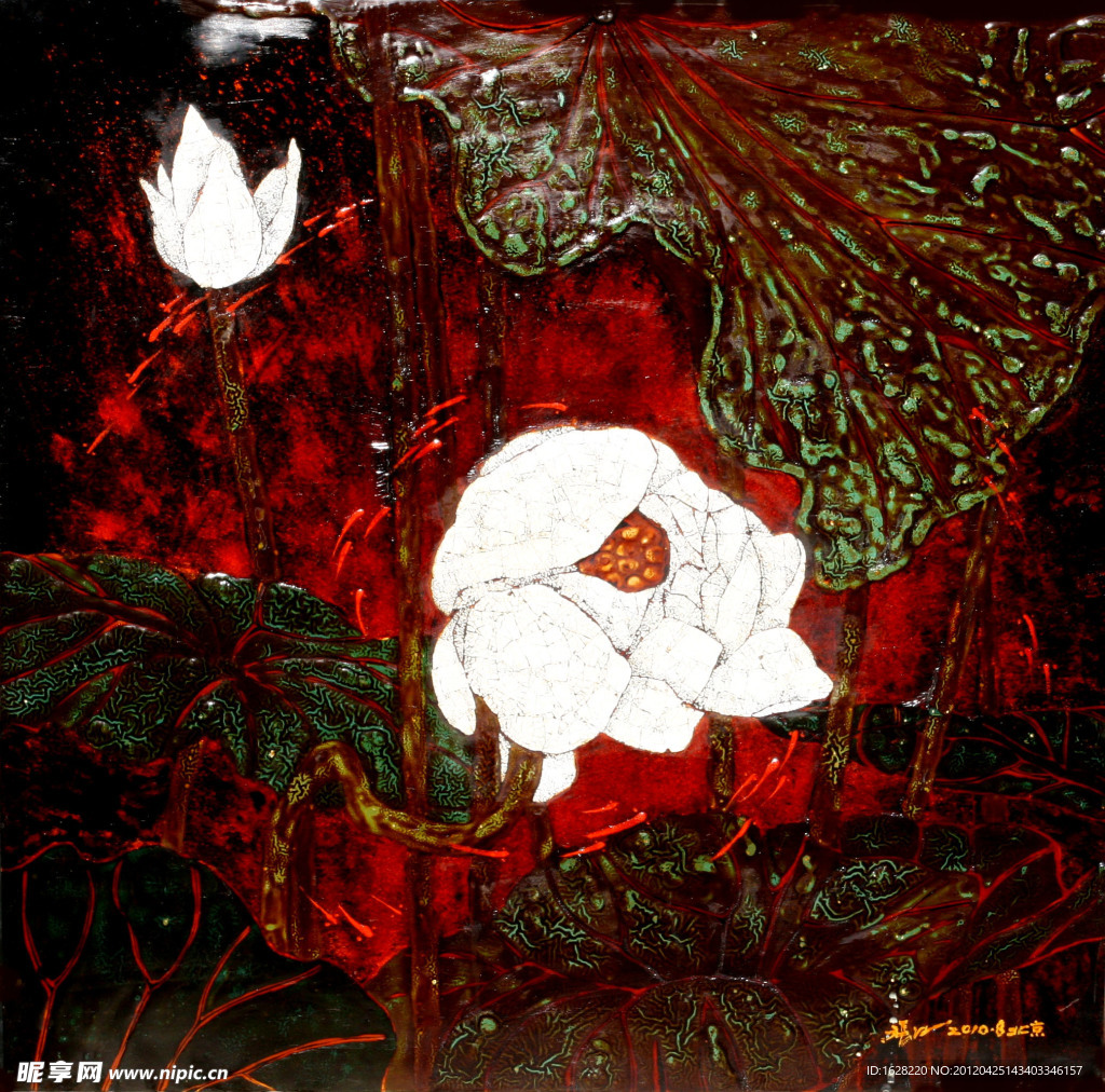 现代抽象装饰漆画素材