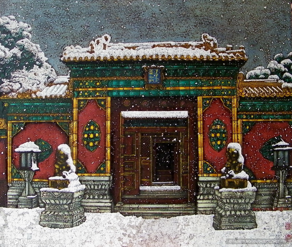 现代抽象装饰漆画素材