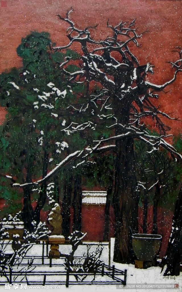 现代抽象装饰漆画素材