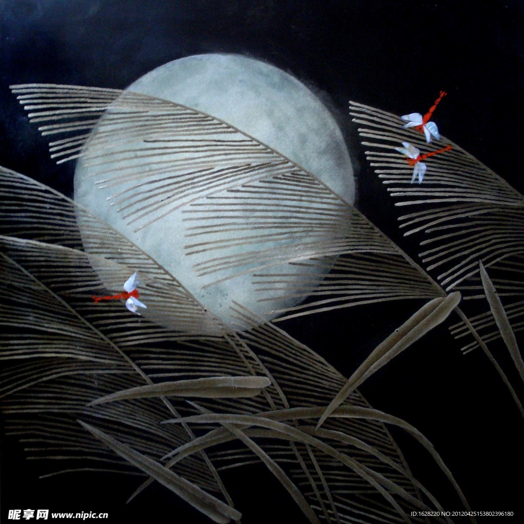 现代抽象装饰漆画素材