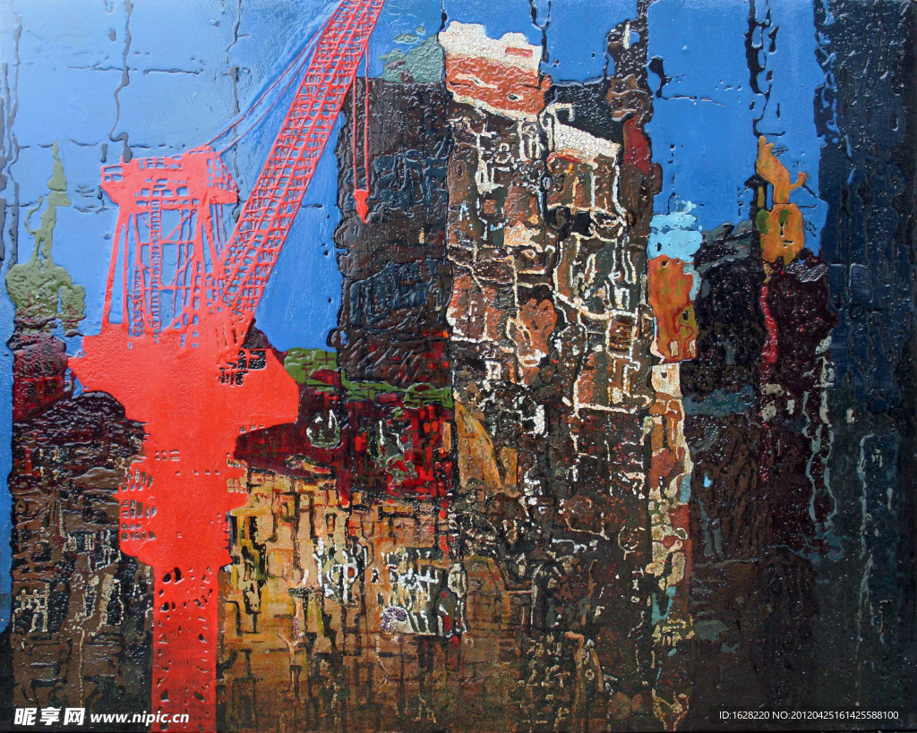 现代抽象装饰漆画素材