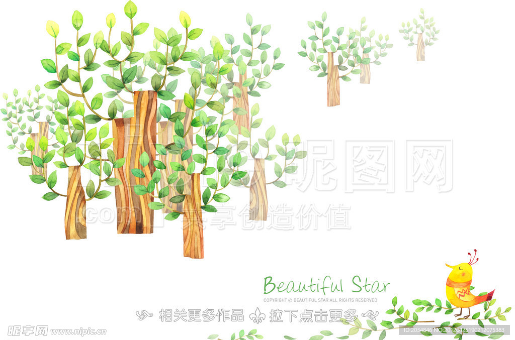 手绘树木