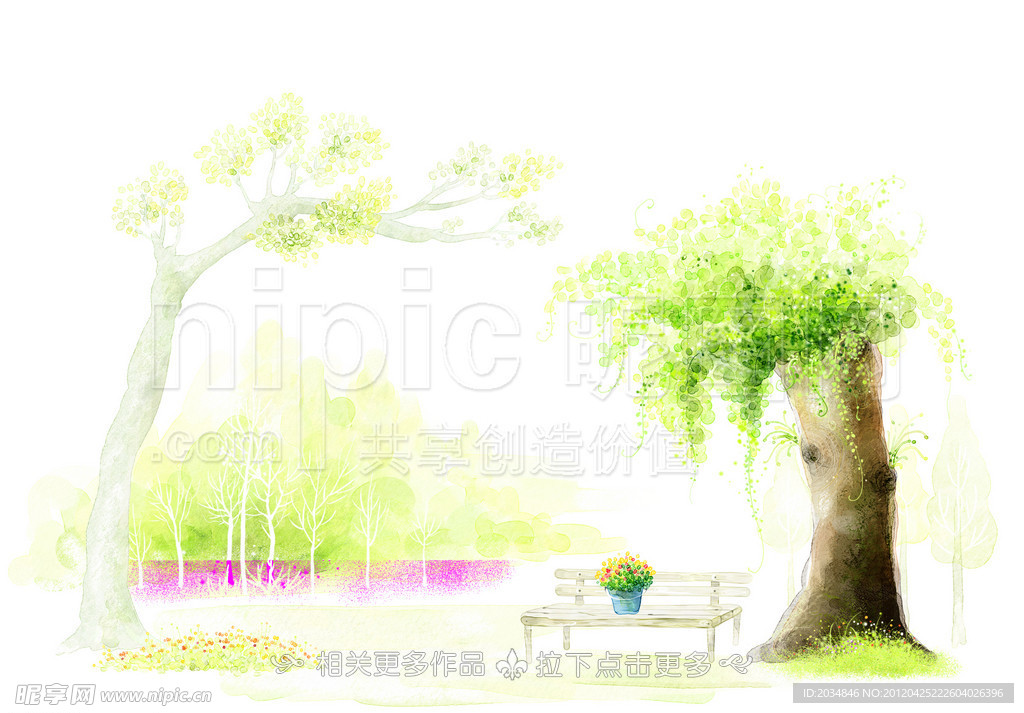 手绘树木