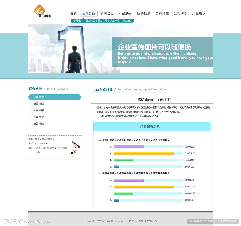 企业模板 调查问卷显示结果