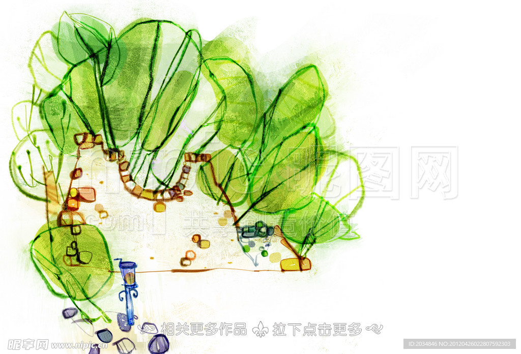 手绘树叶