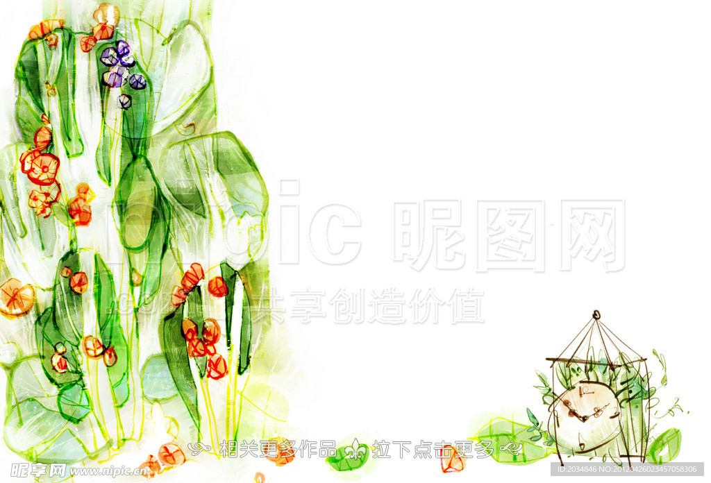 手绘花草