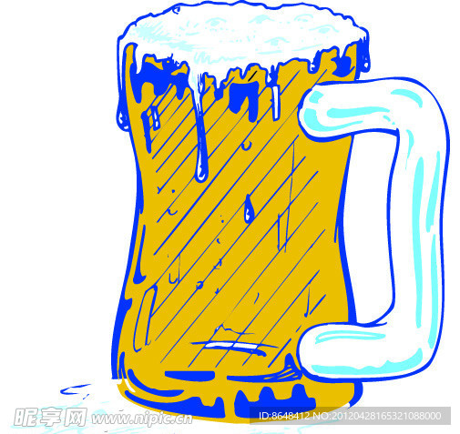 卡通冰水啤酒
