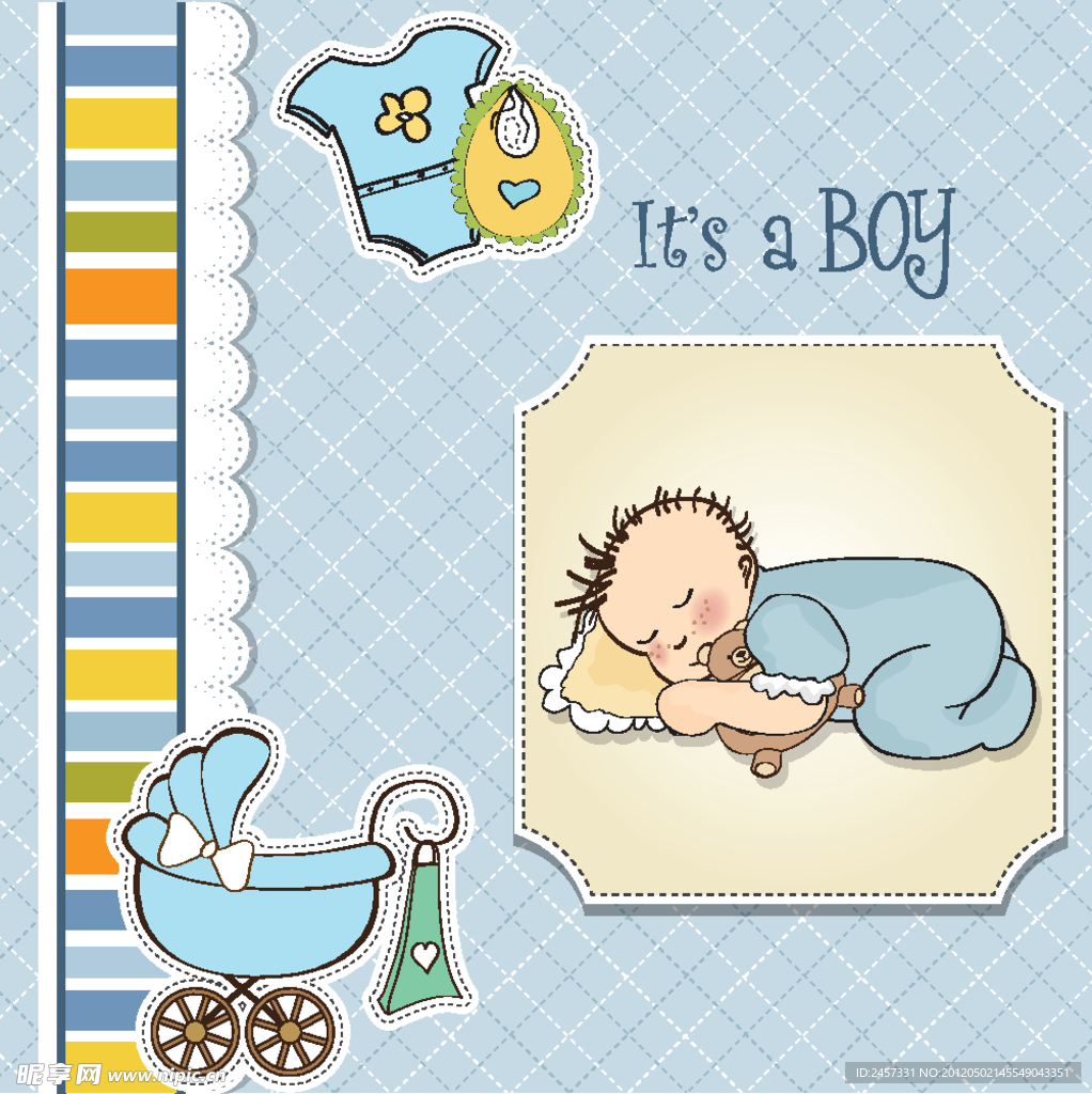 睡觉的可爱宝宝婴儿卡片
