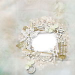 洁白的金色鸟笼婚礼相框