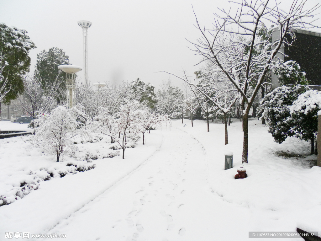 公园雪景