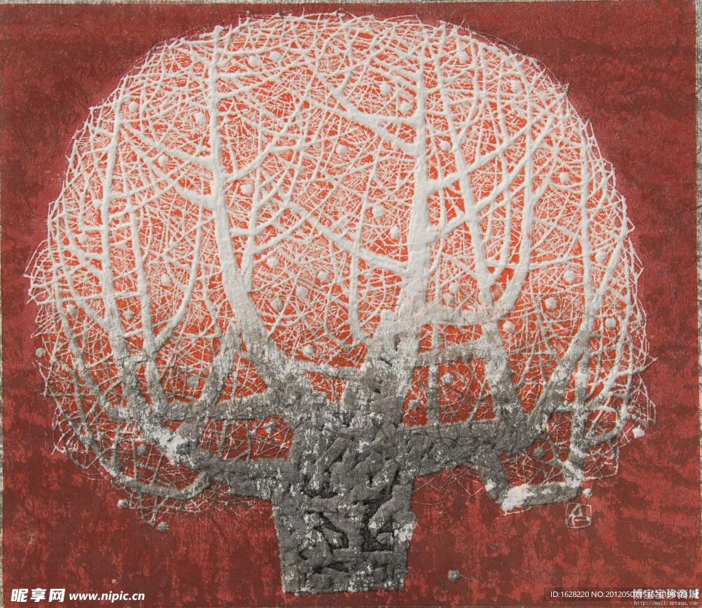 抽象装饰树木版画装饰艺术画