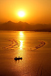 太阳 夕阳 渔船