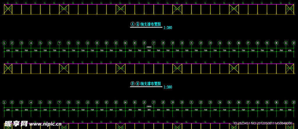 钢结构厂房 轴支撑布置图