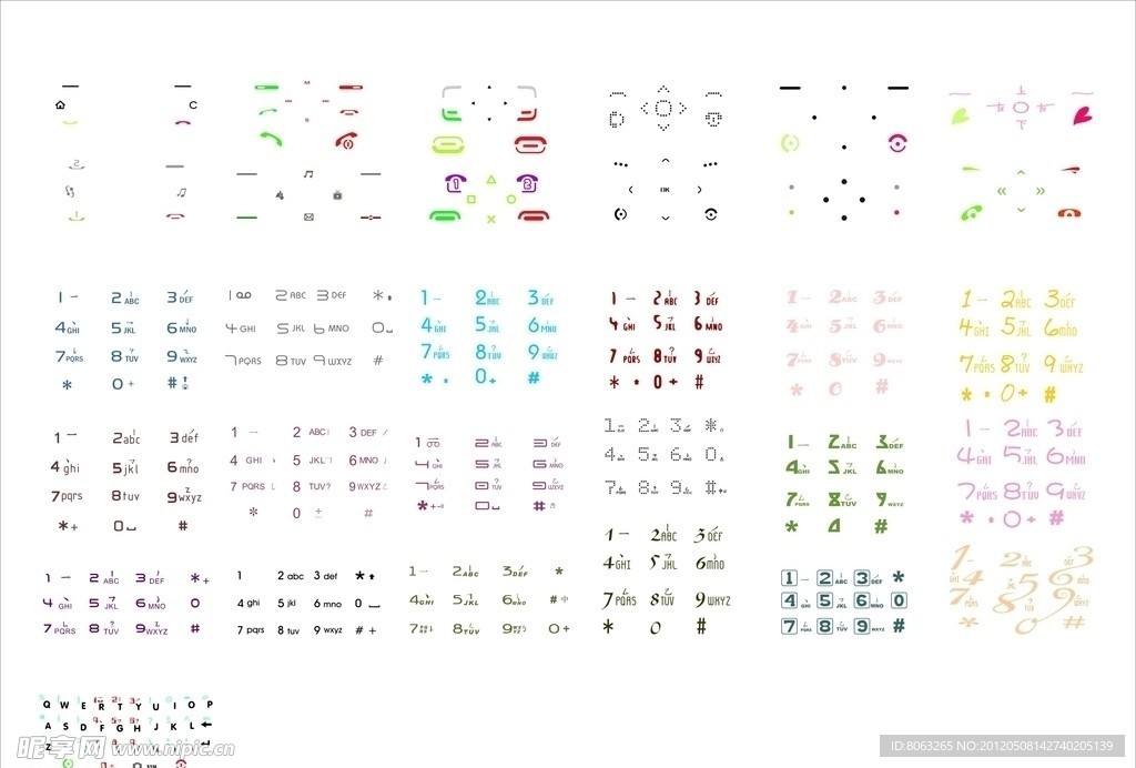 矢量手机字符丝印