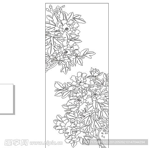 牡丹艺术玻璃刻绘图