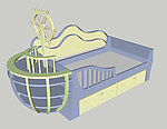 SketchUp儿童床組船型床台