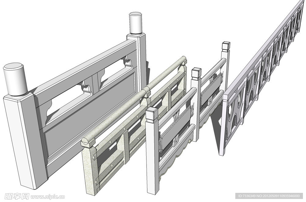 SketchUp石头栏杆