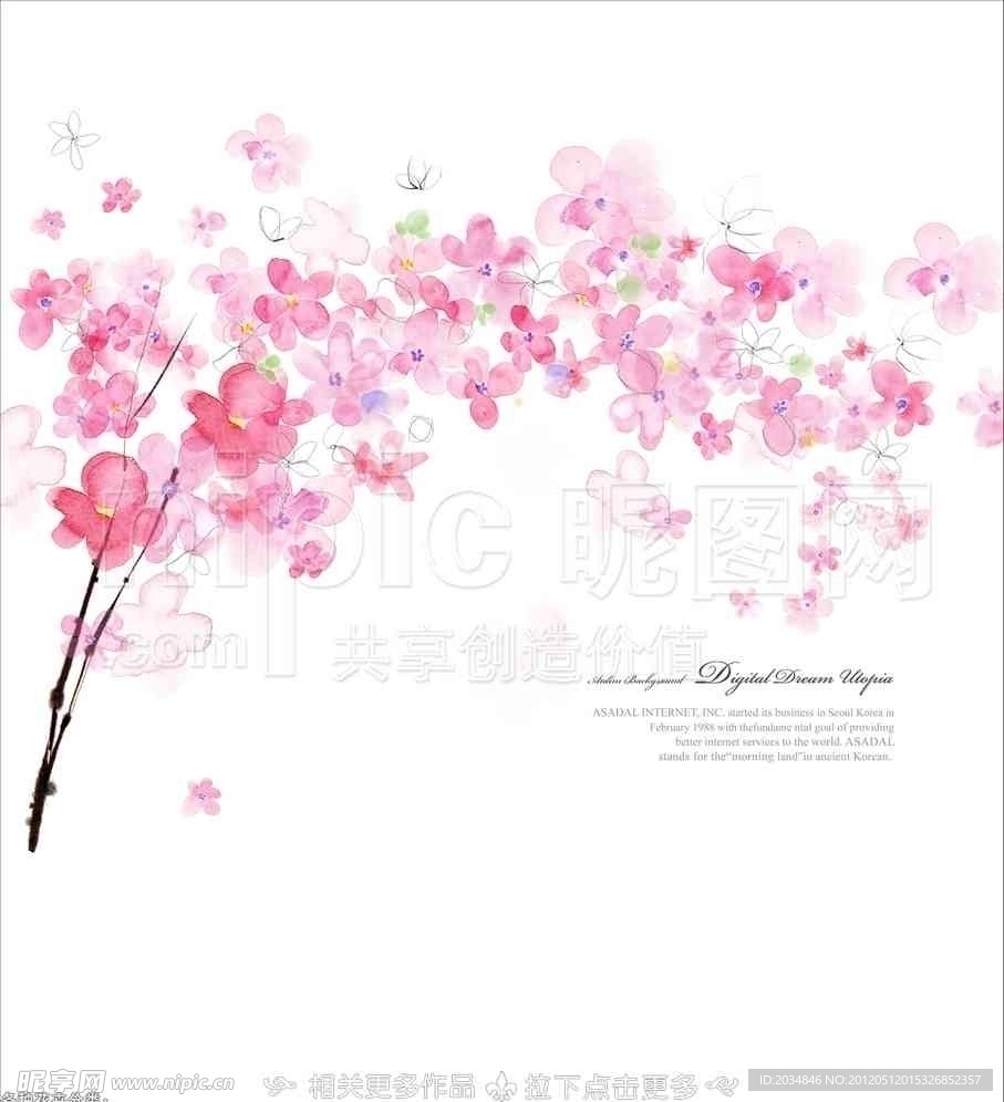 手绘桃花