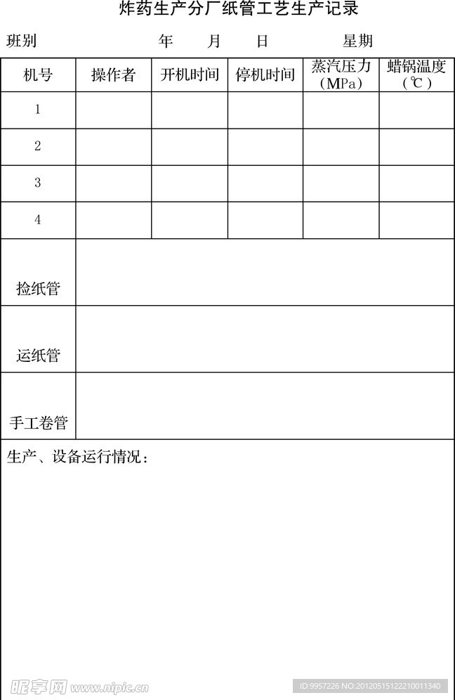 生产记录表