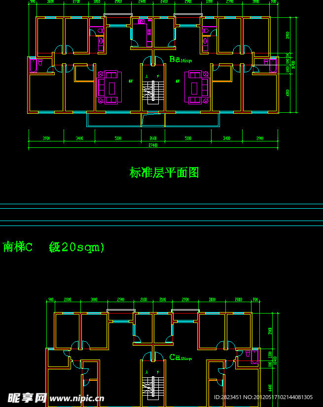 户型 标准层平面