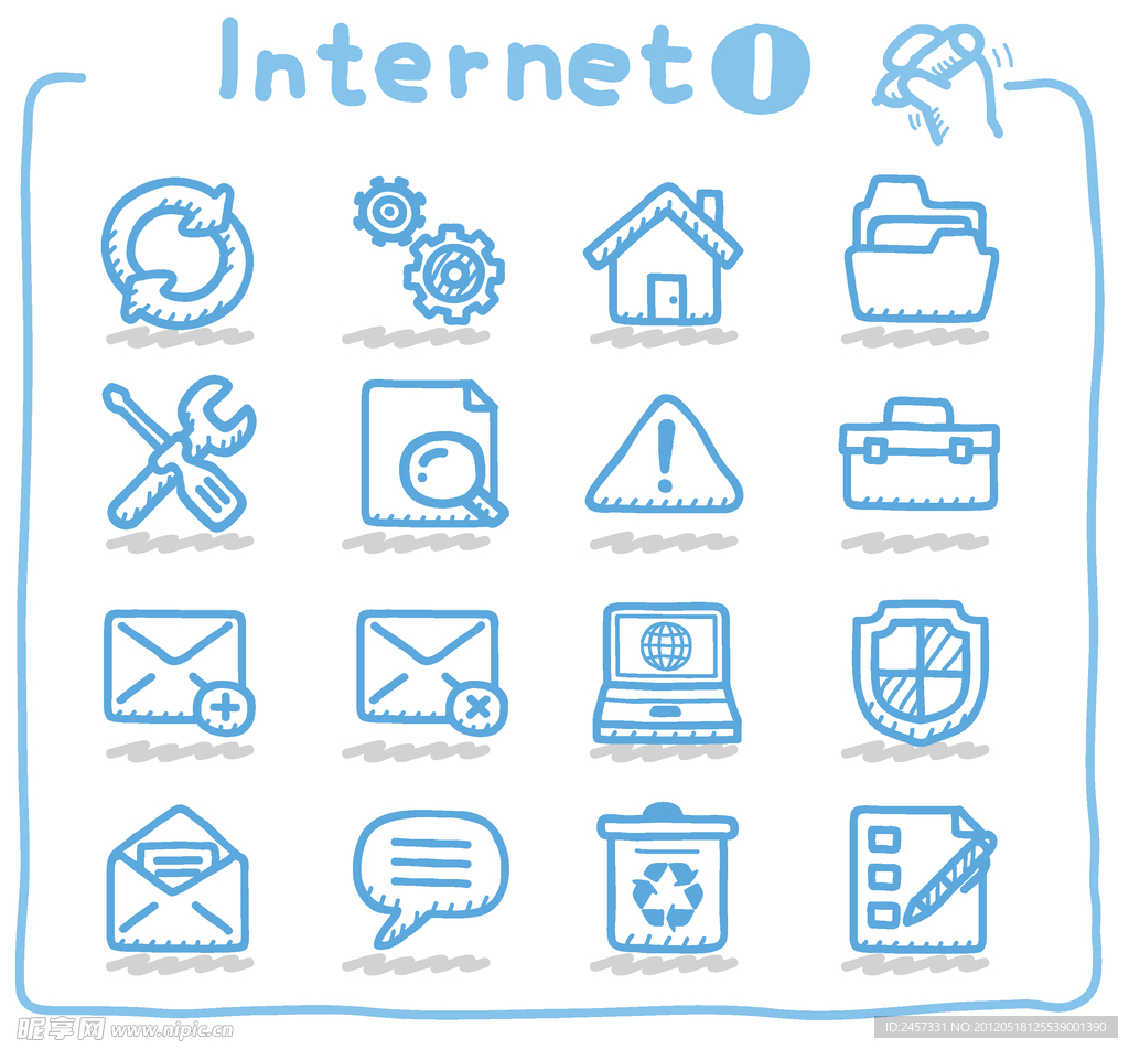 手绘可爱互联网图标