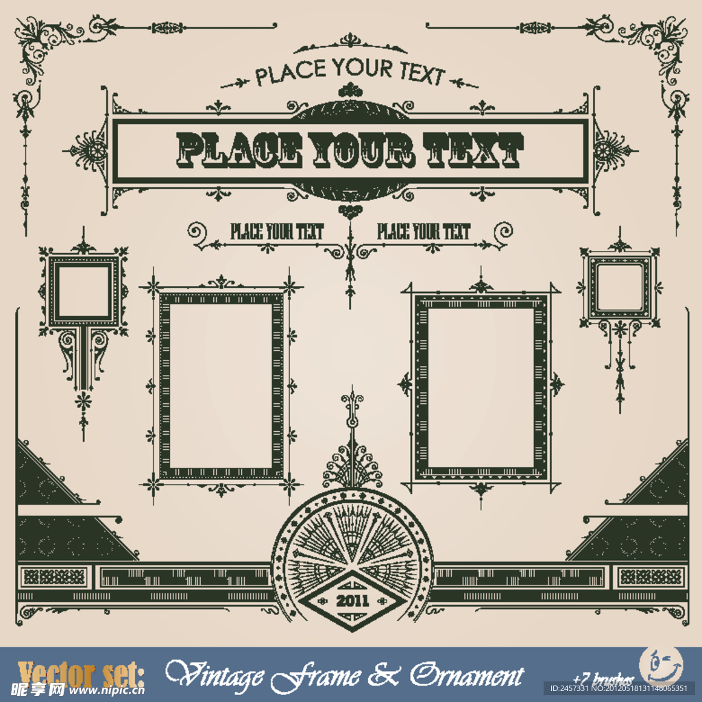 欧式花纹边框装饰设计