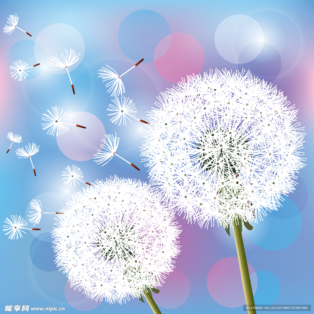 梦幻蒲公英矢量素材