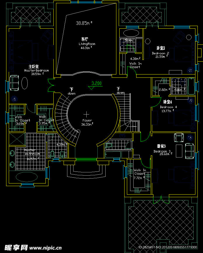 法式别墅二层平面