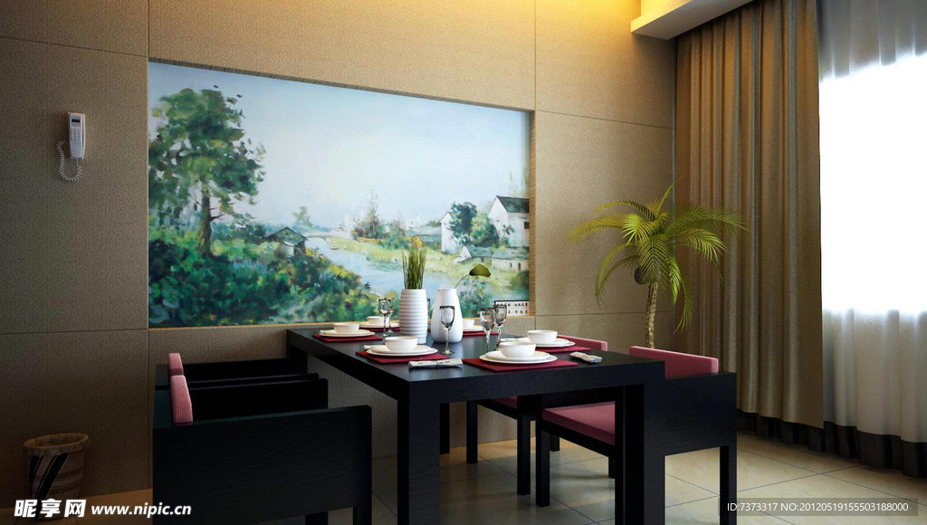 别墅餐厅3D效果图