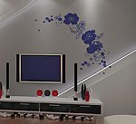 电视背景墙贴 牡丹花藤矢量图