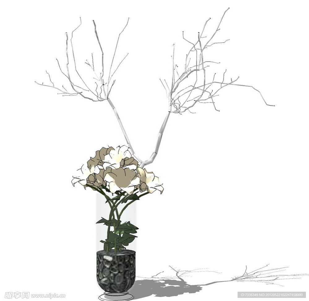 SketchUp家居饰品假花