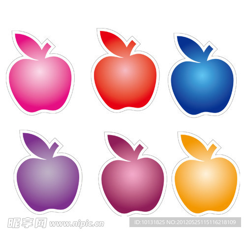 6色小苹果图标贴纸