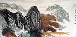 李海屿国画 秋岭人家