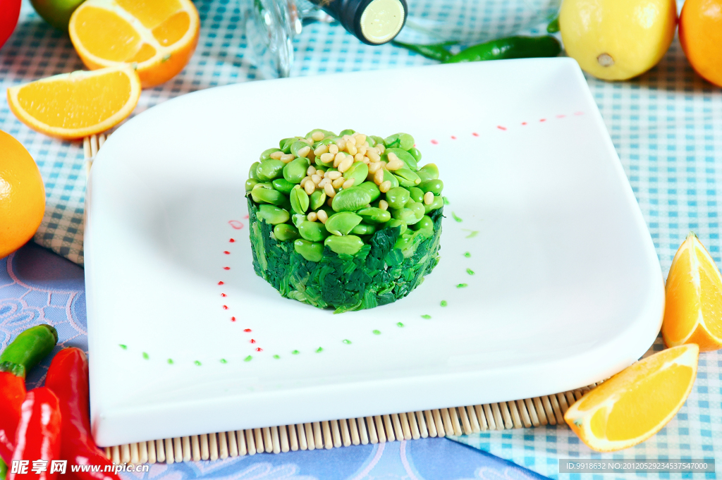 菠菜拌毛豆