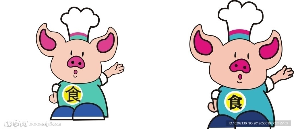 可爱卡通厨师小猪