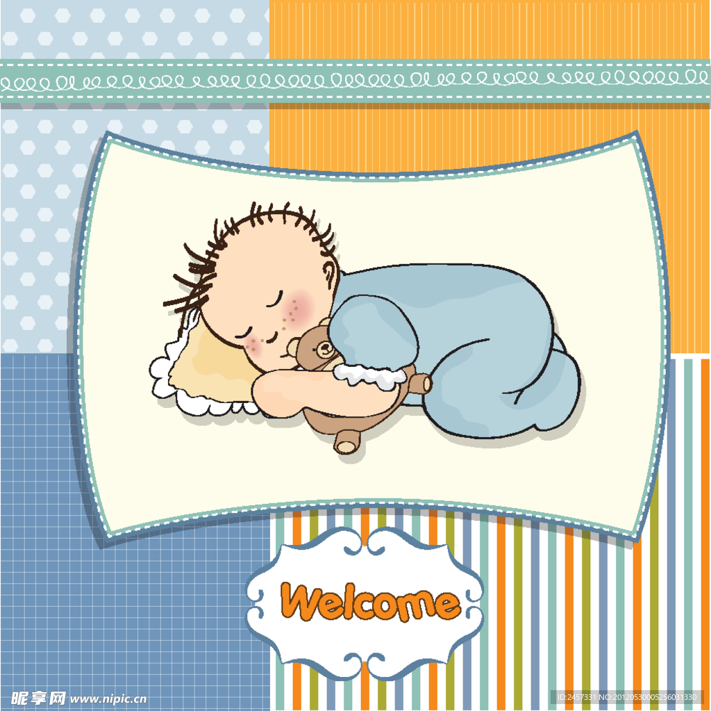 熟睡的婴儿宝宝卡片