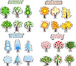 四季梦幻花纹树木